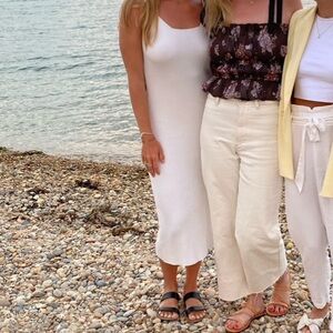 Mango White Ribbed Maxi Dress